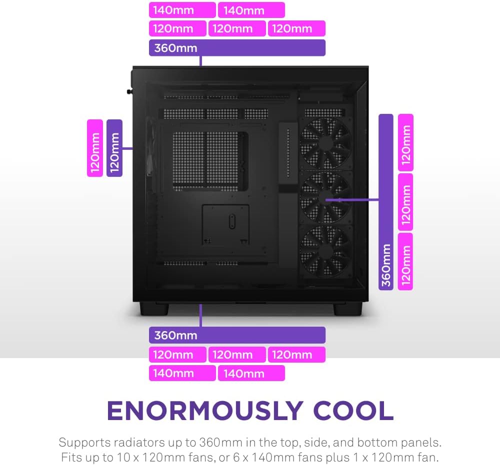 NZXT H9 Flow - Dual Chamber ATX Mid-Tower PC Gaming Case