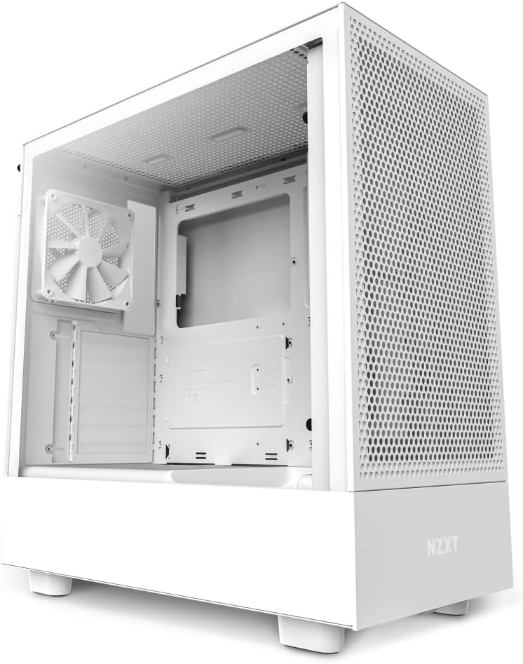 NZXT H5 Flow - Compact ATX Mid-Tower PC Gaming Case - White