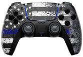 Custom Wireless UN-MODDED PRO Controller (Blue Stripe Flag)