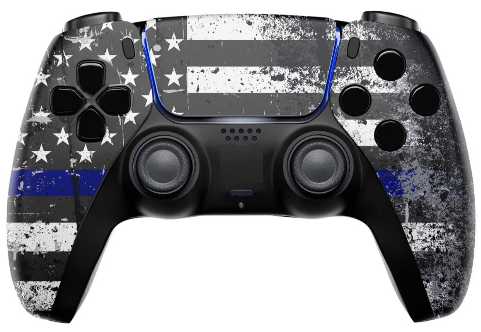 Custom Wireless UN-MODDED PRO Controller (Blue Stripe Flag)