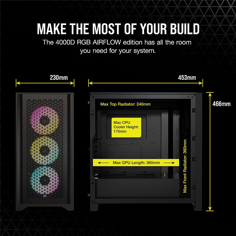 Corsair iCUE 4000D RGB Tempered Glass Mid-Tower ATX PC Case