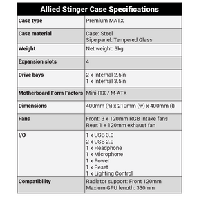 Allied Stinger-I: Core i3-10100F | Nvidia GTX 1650 Gaming PC
