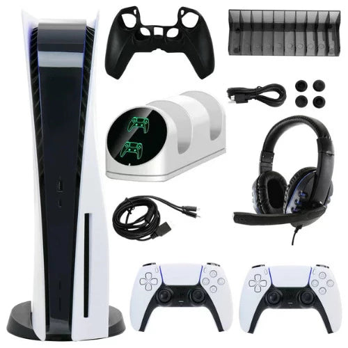 PlayStation®5 Console Disk Edition - with Extra White Dualsense Controller and Accessories Kit